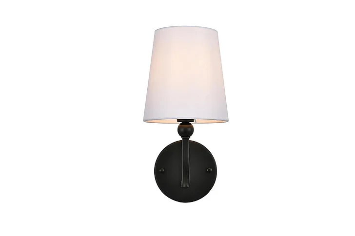 Elegant Colson 1 Light Black and Clear Bath Sconce LD7322W6BLK