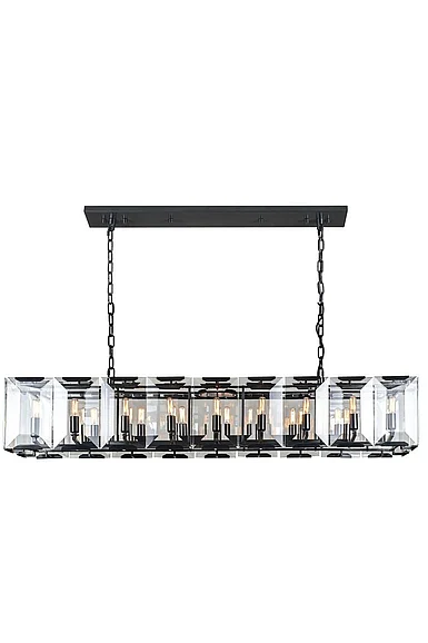 Elegant Monaco 18 Light Flat Black (Matte) Chandelier Clear Glass Crystal 1212D60FB