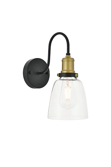 Elegant Felicity 1 Light Brass and Black Wall Sconce LD4013W6BRB CLOSEOUT