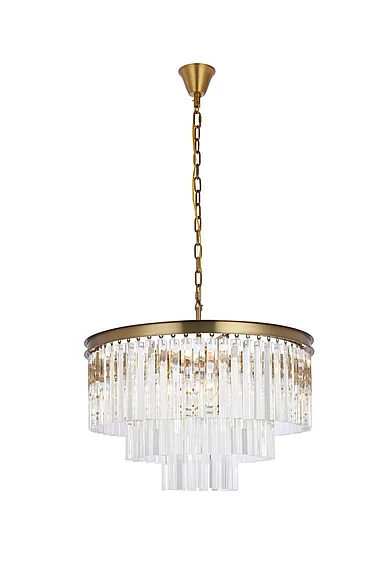 Elegant Sydney 26 In. Round Crystal Chandelier in Satin Gold 1201D26SG/RC