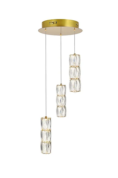 Elegant Polaris Led Light Gold Pendant Clear Crystal 3500D3RG