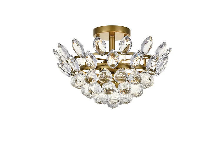 Elegant Emilia 14 In. Flush Mount in Brass 1105F14BR CLOSEOUT