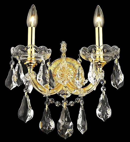 Elegant Maria Theresa 2 Light Gold Wall Sconce Clear Royal Cut Crystal 2801W2G/RC
