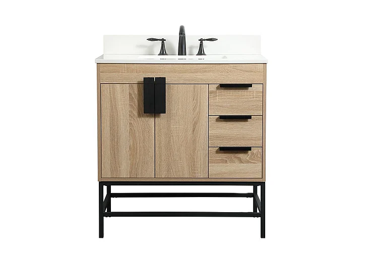 Elegant 32 In. Single Bathroom Vanity in Mango Wood with Backsplash VF48832MW-BS