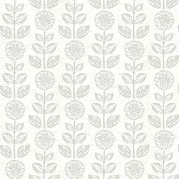 York Brewster Dolly Taupe Folk Floral Wallpaper (Double Roll) 2904-13514