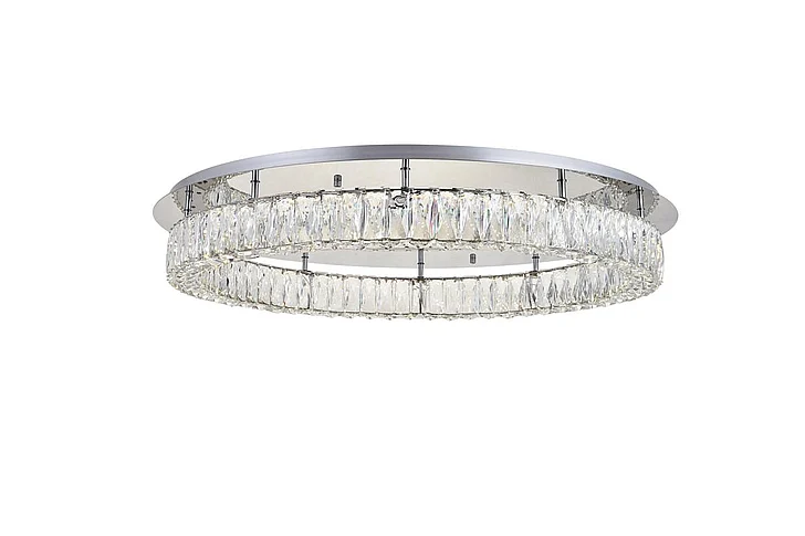 Elegant Monroe Led Light Chrome Flush Mount Clear Royal Cut Crystal 3503F33C