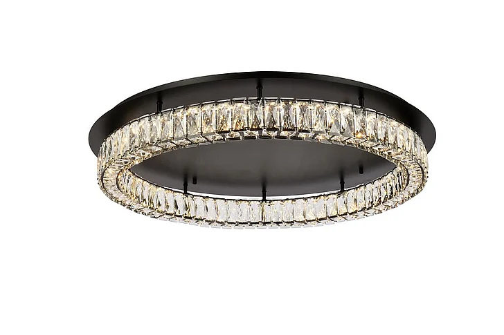 Elegant Monroe 33 In. Led Single Flush Mount in Black 3503F33BK
