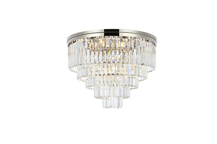 Elegant Sydney 17 Light Polished Nickel Flush Mount Clear Royal Cut Crystal 1231F32PN/RC