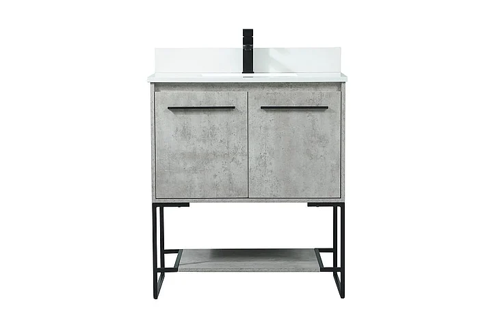 Elegant 30 In. Single Bathroom Vanity in Concrete Grey with Backsplash VF42530MCG-BS