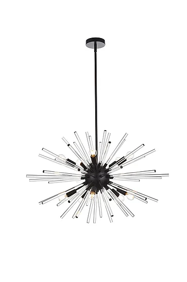 Elegant Sienna 36 In. Crystal Rod Pendant in Black 2502D36BK