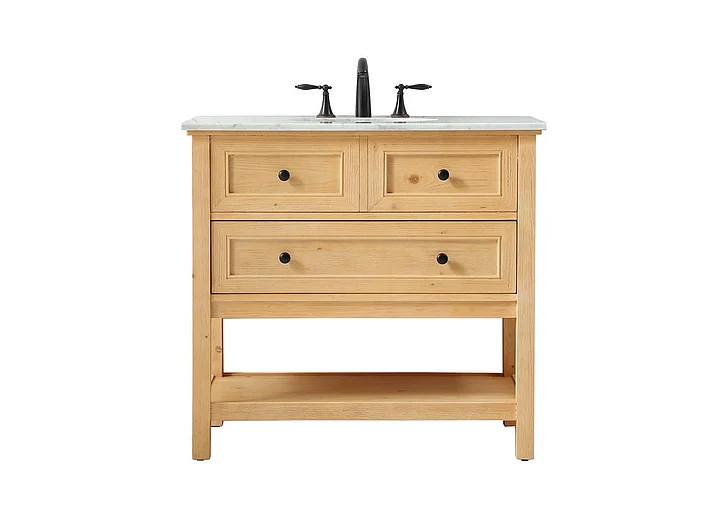 Elegant 36 In. Single Bathroom Vanity in Natural Wood VF27036NW
