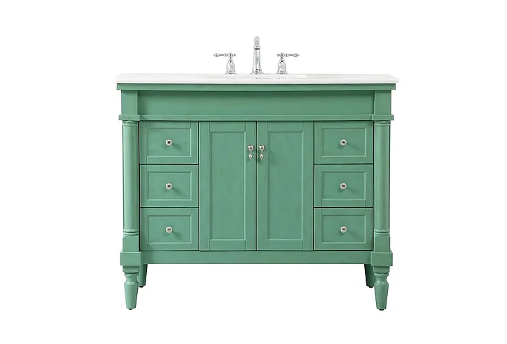 Elegant 42 In. Single Bathroom Vanity in Vintage Mint VF13042VM