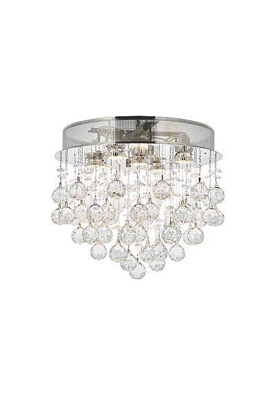 Elegant Galaxy 5 Light Chrome Flush Mount Clear Royal Cut Crystal V2006F16C/RC
