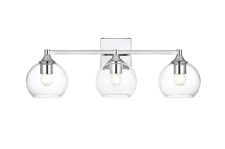 Elegant Foster 3 Light Chrome and Clear Bath Sconce LD7308W25CH