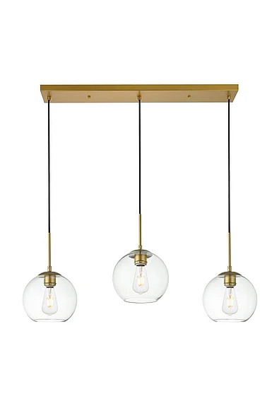 Elegant Baxter 3 Lights Brass Pendant with Clear Glass LD2236BR