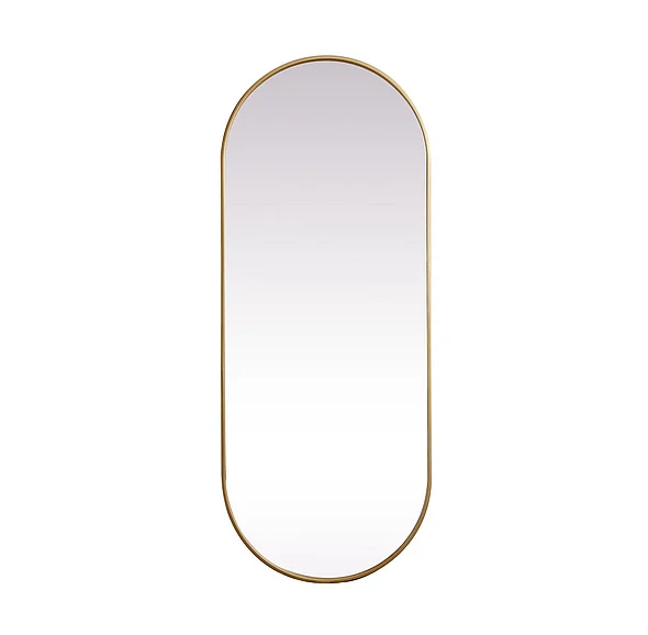 Elegant Metal Frame Oval Mirror 24X60 In. in Brass MR2A2460BRS
