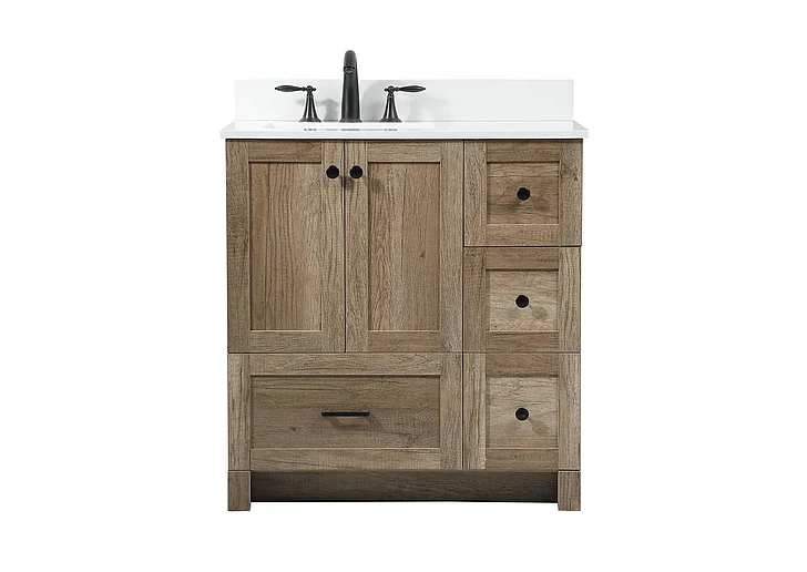 Elegant 32 In. Single Bathroom Vanity in Natural Oak with Backsplash VF2832NT-BS