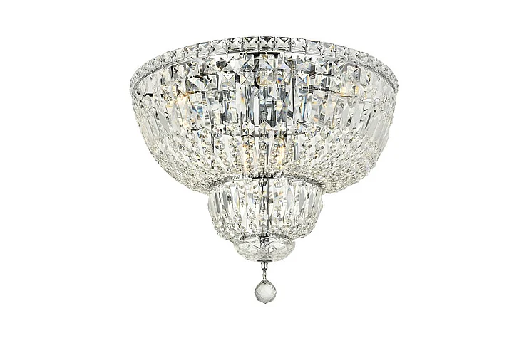 Elegant Tranquil 10 Light Chrome Flush Mount Clear Royal Cut Crystal V2528F20C/RC