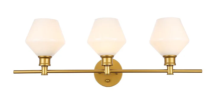 Elegant Gene 3 Light Brass and Frosted White Glass Wall Sconce LD2317BR