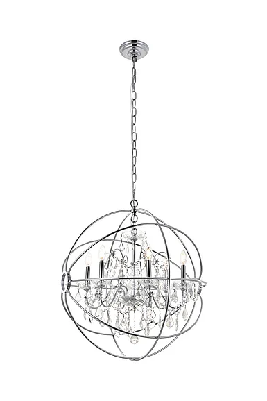 Elegant Cordelia 6 Light Chrome Crystal Pendant LD8801D25C CLOSEOUT