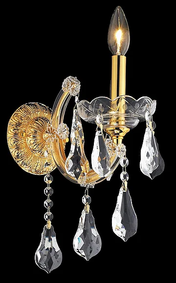 Elegant Maria Theresa 1 Light Gold Wall Sconce Clear Royal Cut Crystal 2801W1G/RC