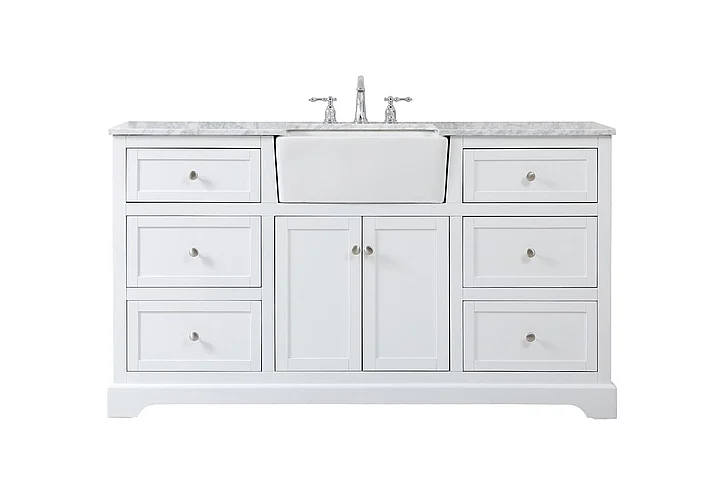 Elegant 60 In. Single Bathroom Vanity in White VF60260WH