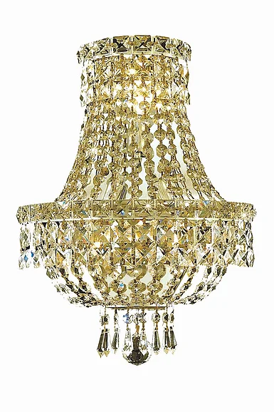 Elegant Tranquil 3 Light Gold Wall Sconce Clear Royal Cut Crystal V2528W12G/RC