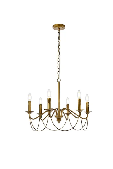 Elegant Westley 6 Lights Pendant in Brass LD7048D24BR CLOSEOUT