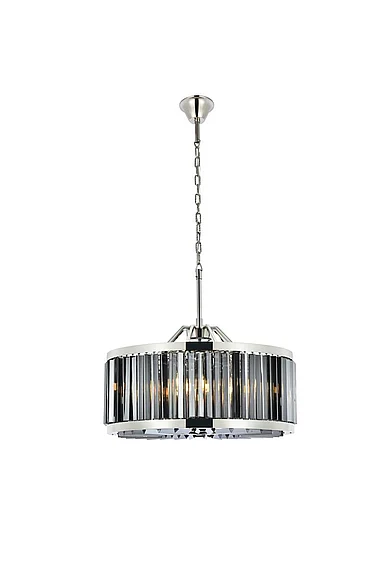 Elegant Chelsea 8 Light Polished Nickel Chandelier Silver Shade (Grey) Royal Cut Crystal 1203D28PN-SS/RC