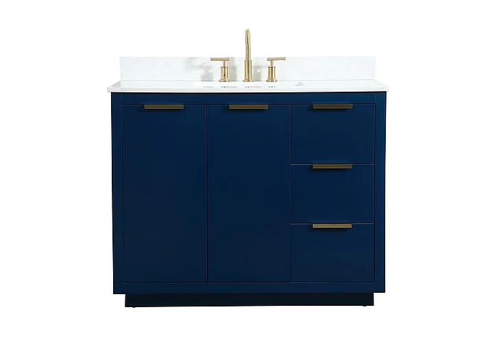 Elegant 42 In. Single Bathroom Vanity in Blue with Backsplash VF19442BL-BS