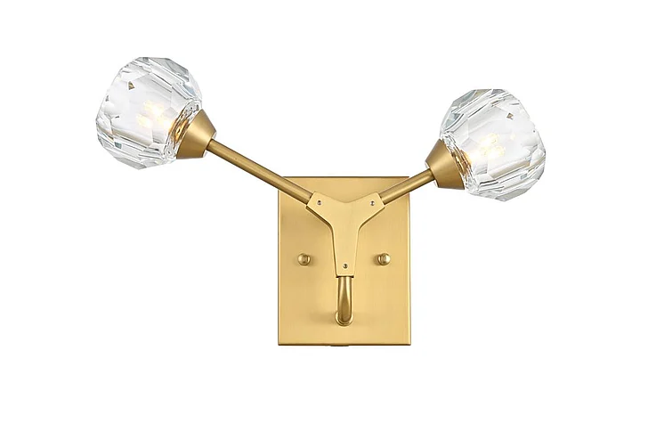 Elegant Zayne 2 Light Wall Sconce in Gold 3508W15G CLOSEOUT
