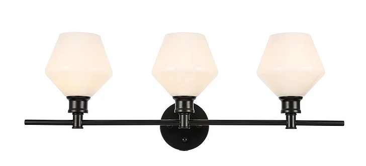 Elegant Gene 3 Light Black and Frosted White Glass Wall Sconce LD2317BK