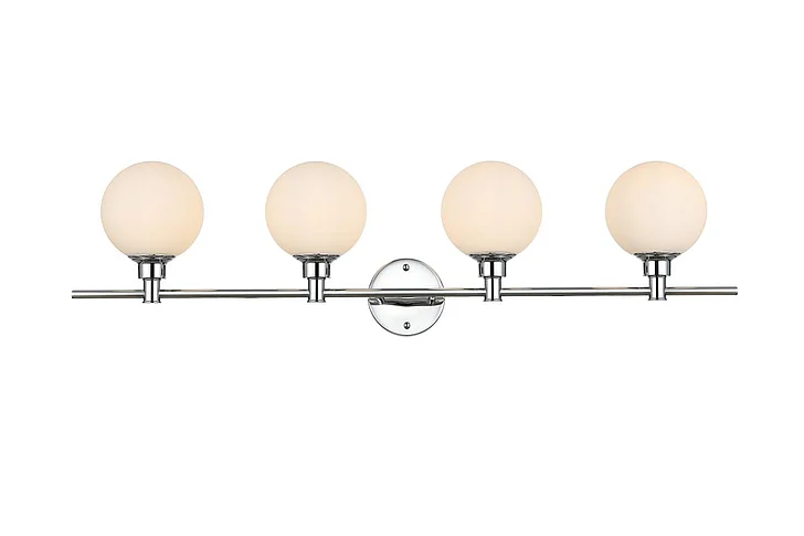 Elegant Cordelia 4 Light Chrome and Frosted White Bath Sconce LD7317W38CH CLOSEOUT