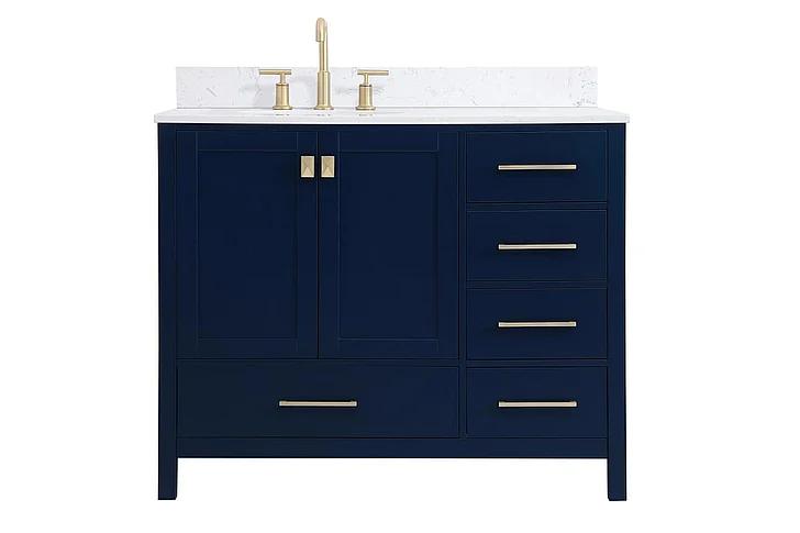 Elegant 42 In. Single Bathroom Vanity in Blue with Backsplash VF18842BL-BS