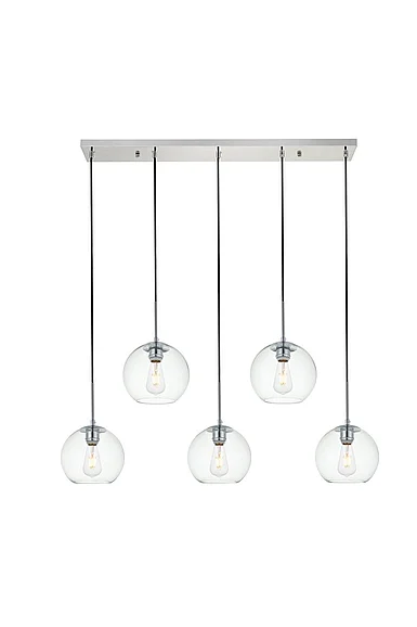 Elegant Baxter 5 Lights Chrome Pendant with Clear Glass LD2228C