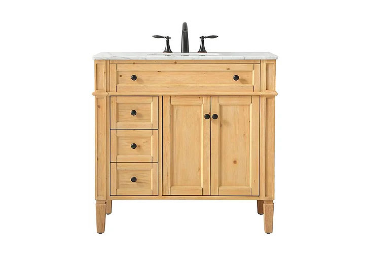 Elegant 36 In. Single Bathroom Vanity in Natural Wood VF12536NW