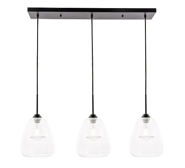 Elegant Kason 3 Light Black and Clear Glass Pendant LD5032D36BK