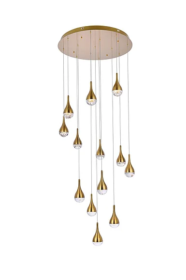 Elegant Amherst 30 In. Led Chandelier in Satin Gold 3813D30SG