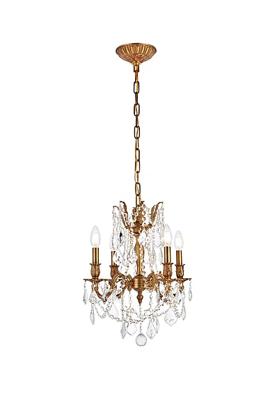 Elegant Rosalia 4 Light French Gold Pendant Clear Royal Cut Crystal 9204D17FG/RC