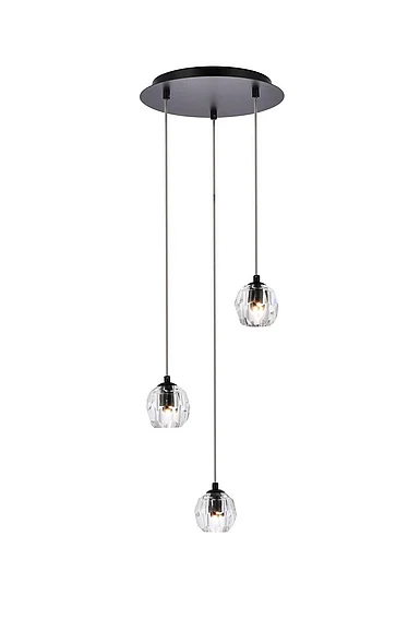 Elegant Eren 3 Lights Black Pendant 3505D12BK