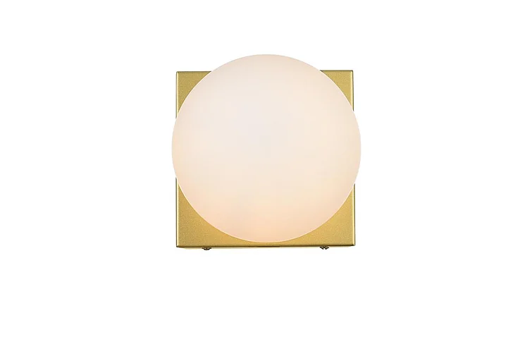 Elegant Jaylin 1 Light Brass and Frosted White Bath Sconce LD7303W6BRA