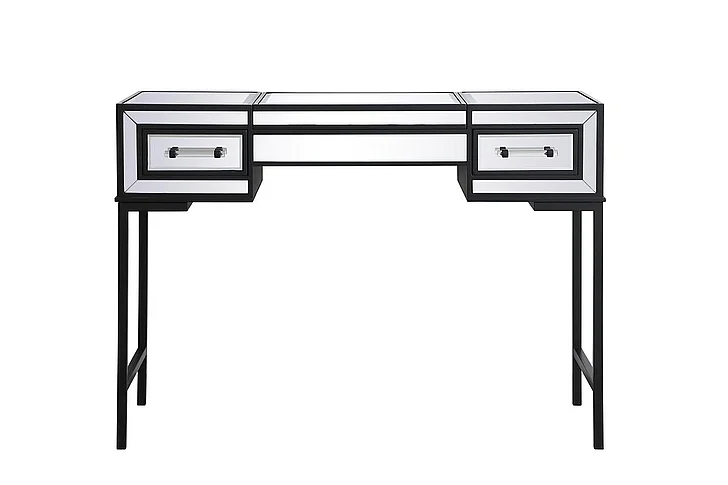 Elegant 42 In. Mirrored Flip Top Vanity Table in Black MF73020BK CLOSEOUT