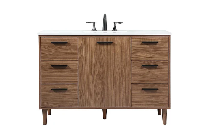 Elegant 48 In. Single Bathroom Vanity in Walnut Brown VF47048WB