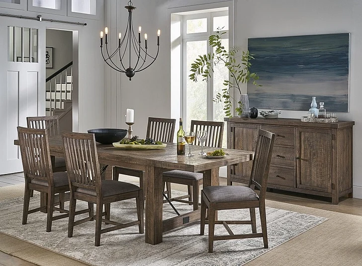 Modus Furniture Autumn 7pc Dining Room Set in Flint Oak