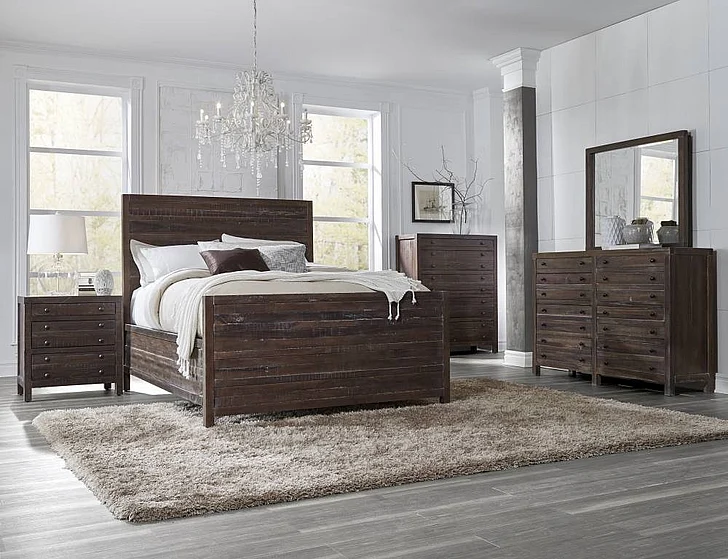Modus Townsend 4-Piece Panel Bedroom Set in Java
