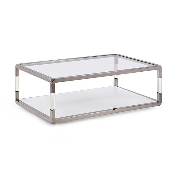 Modus Furniture Jasper Coffee Table in Acrylic/White Glass/PSS 8YW421