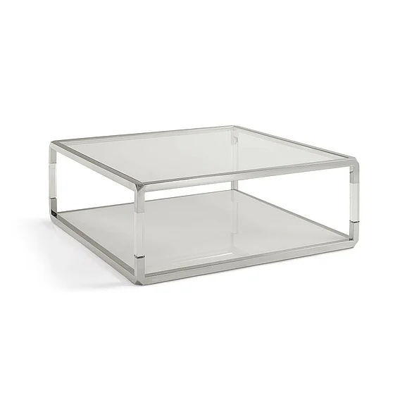 Modus Furniture Jasper Square Coffee Table in Acrylic/White Glass/PSS 8YW421BB