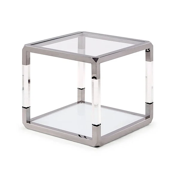 Modus Furniture Jasper End Table in Acrylic/White Glass/PSS 8YW422