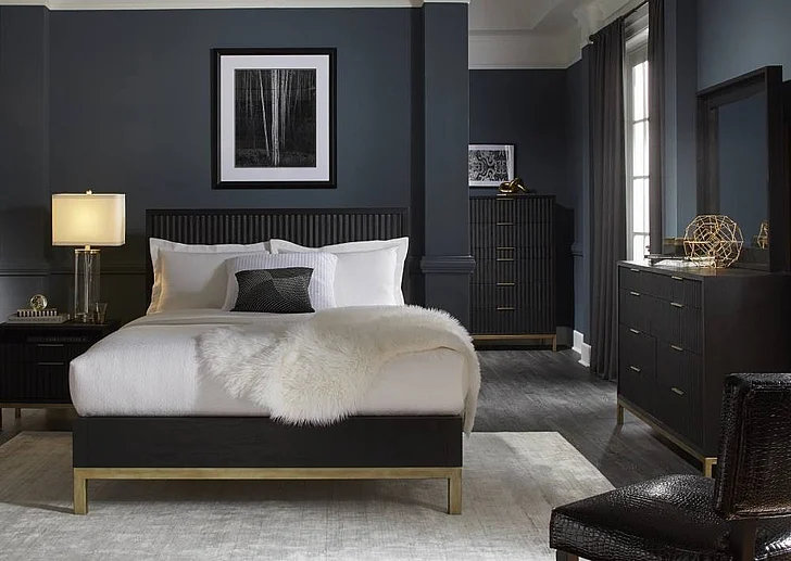 Modus Kentfield 2-Piece Platform Bedroom Set in Black Drifted Oak