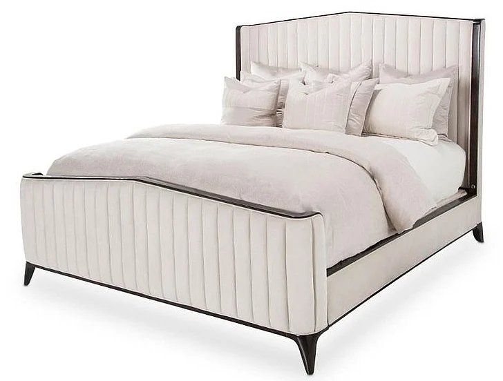 AICO Paris Chic Queen Channel Tufted Panel Bed in Espresso 9003000QN3-409